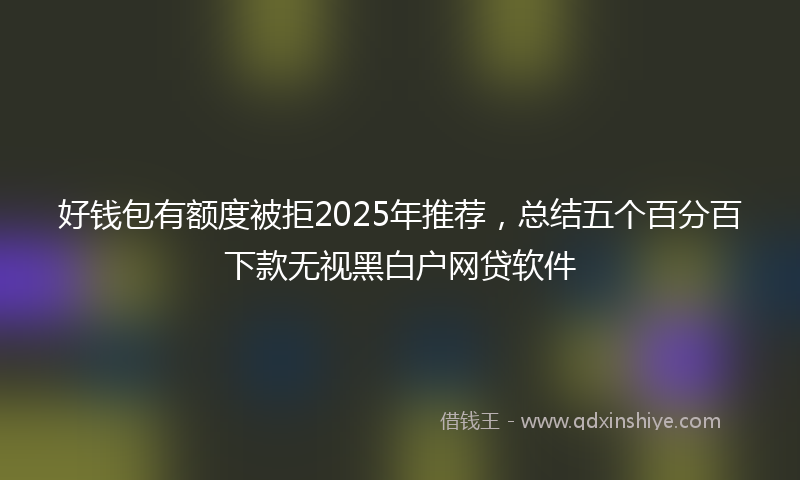 好钱包有额度被拒2025年推荐，总结五个百分百下款无视黑白户网贷软件
