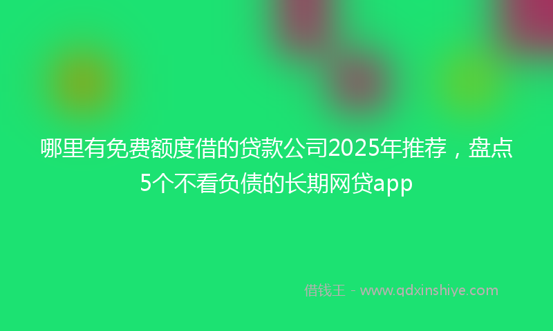 哪里有免费额度借的贷款公司2025年推荐，盘点5个不看负债的长期网贷app
