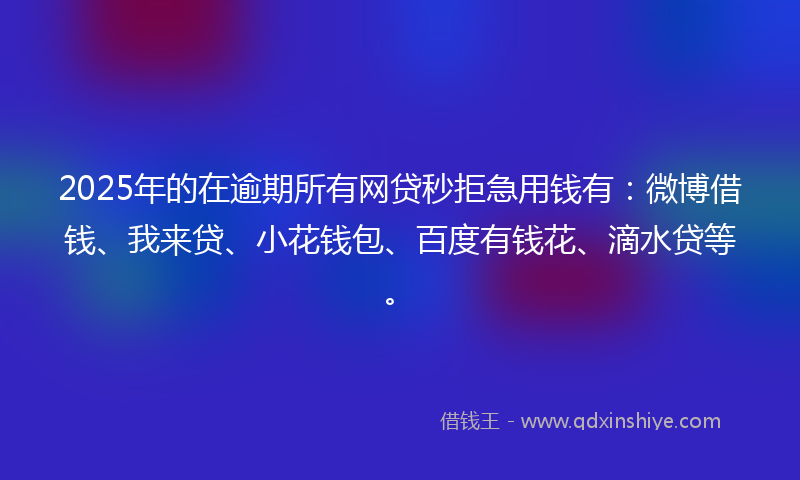 2025年的在逾期所有网贷秒拒急用钱有：微博借钱、我来贷、小花钱包、百度有钱花、滴水贷等。