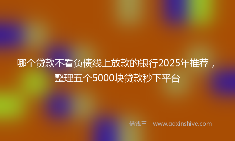 哪个贷款不看负债线上放款的银行2025年推荐，整理五个5000块贷款秒下平台