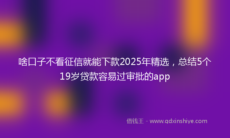 啥口子不看征信就能下款2025年精选，总结5个19岁贷款容易过审批的app