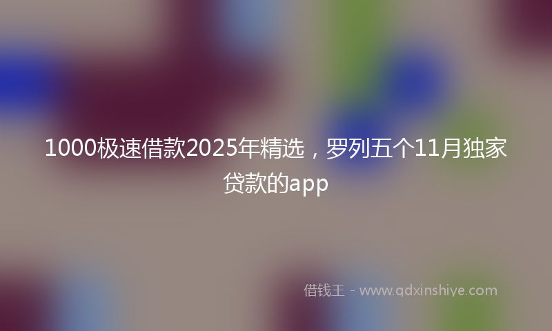 1000极速借款2025年精选，罗列五个11月独家贷款的app