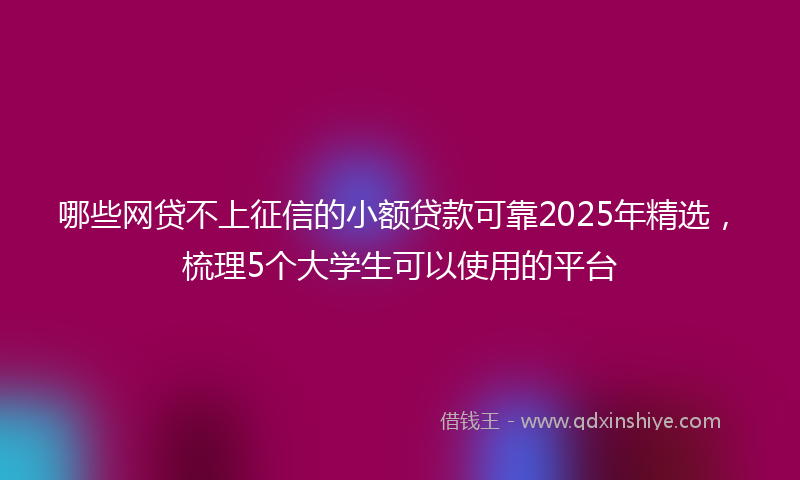 哪些网贷不上征信的小额贷款可靠2025年精选，梳理5个大学生可以使用的平台