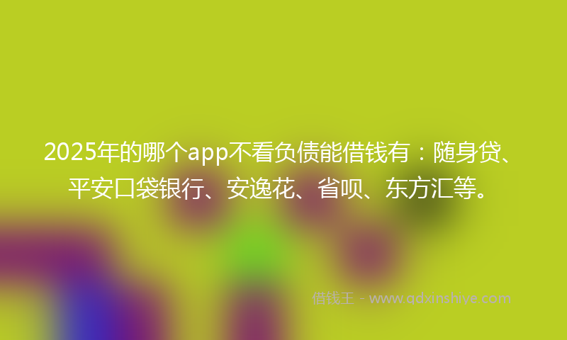 2025年的哪个app不看负债能借钱有：随身贷、平安口袋银行、安逸花、省呗、东方汇等。
