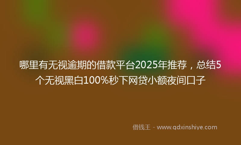 哪里有无视逾期的借款平台2025年推荐，总结5个无视黑白100%秒下网贷小额夜间口子