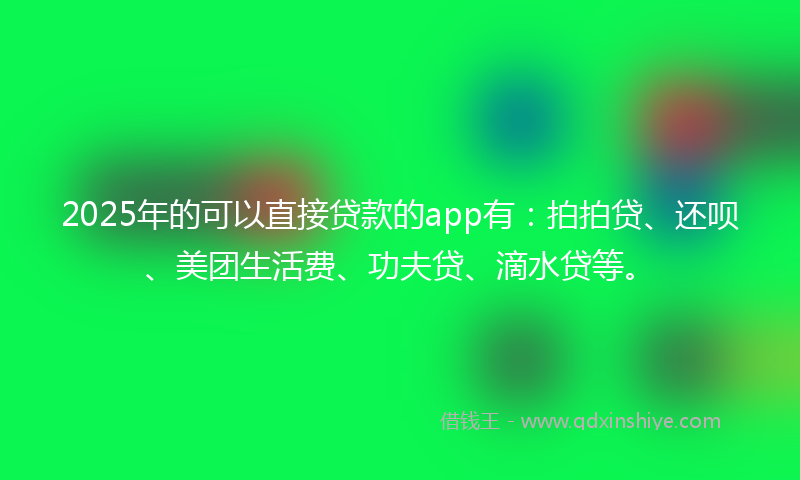 2025年的可以直接贷款的app有：拍拍贷、还呗、美团生活费、功夫贷、滴水贷等。
