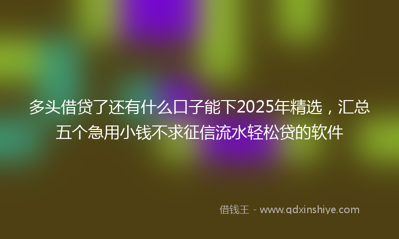 多头借贷了还有什么口子能下2025年精选，汇总五个急用小钱不求征信流水轻松贷的软件
