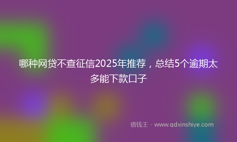 哪种网贷不查征信2025年推荐，总结5个逾期太多能下款口子