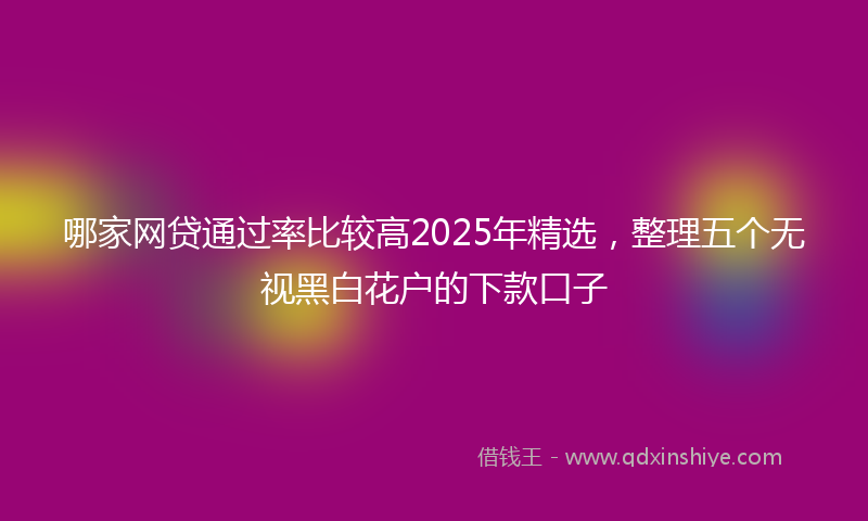 哪家网贷通过率比较高2025年精选，整理五个无视黑白花户的下款口子