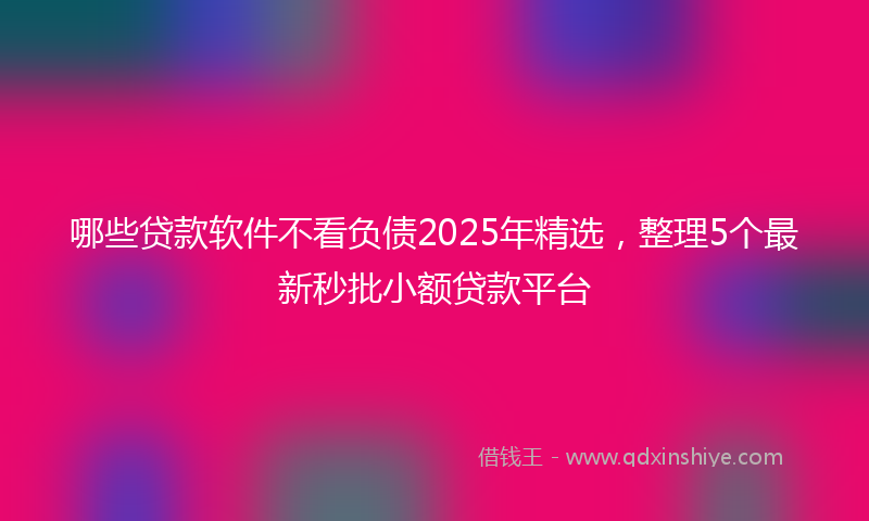 哪些贷款软件不看负债2025年精选，整理5个最新秒批小额贷款平台