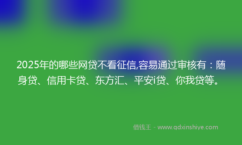2025年的哪些网贷不看征信,容易通过审核有：随身贷、信用卡贷、东方汇、平安i贷、你我贷等。