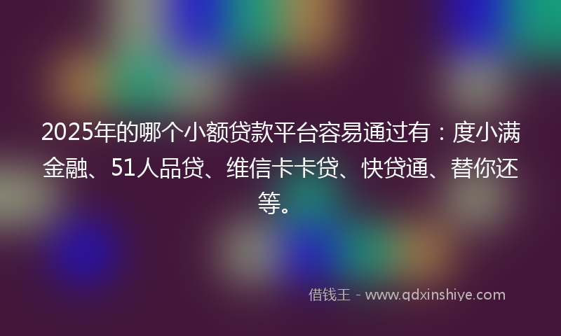 2025年的哪个小额贷款平台容易通过有：度小满金融、51人品贷、维信卡卡贷、快贷通、替你还等。