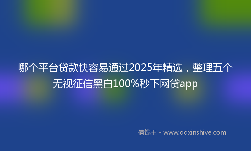哪个平台贷款快容易通过2025年精选，整理五个无视征信黑白100%秒下网贷app