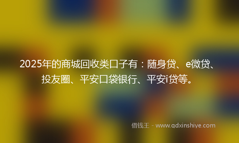 2025年的商城回收类口子有：随身贷、e微贷、投友圈、平安口袋银行、平安i贷等。