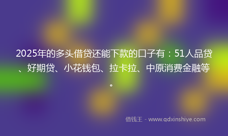 2025年的多头借贷还能下款的口子有：51人品贷、好期贷、小花钱包、拉卡拉、中原消费金融等。