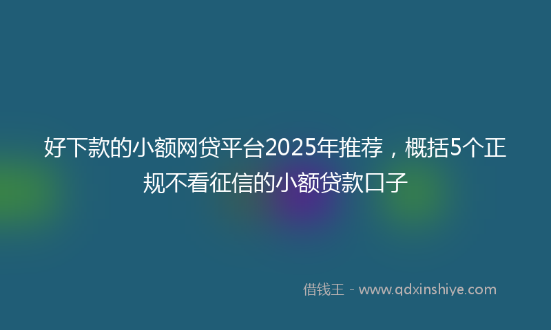 好下款的小额网贷平台2025年推荐，概括5个正规不看征信的小额贷款口子