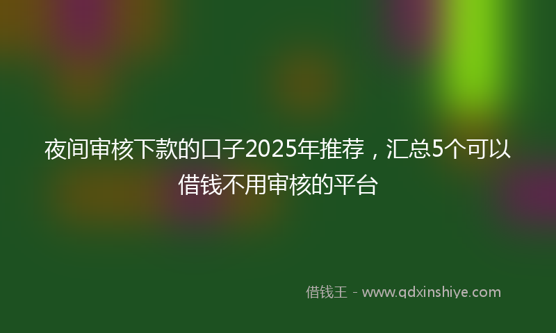 夜间审核下款的口子2025年推荐，汇总5个可以借钱不用审核的平台