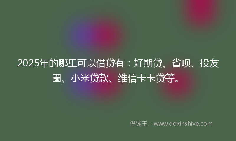 2025年的哪里可以借贷有：好期贷、省呗、投友圈、小米贷款、维信卡卡贷等。