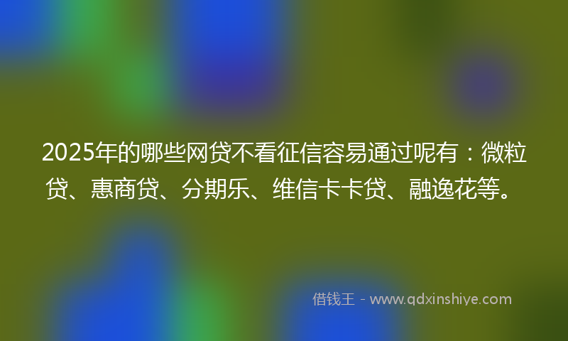 2025年的哪些网贷不看征信容易通过呢有：微粒贷、惠商贷、分期乐、维信卡卡贷、融逸花等。