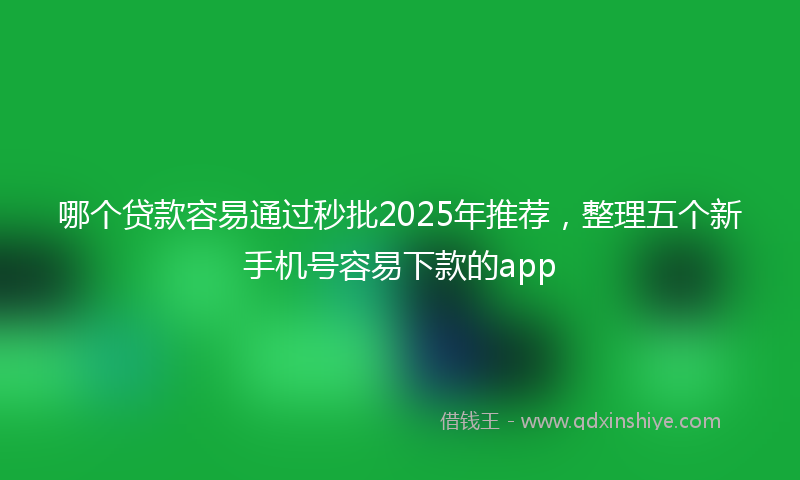 哪个贷款容易通过秒批2025年推荐，整理五个新手机号容易下款的app