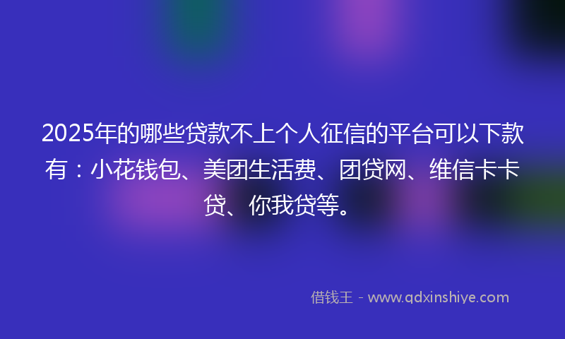 2025年的哪些贷款不上个人征信的平台可以下款有：小花钱包、美团生活费、团贷网、维信卡卡贷、你我贷等。