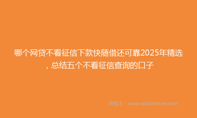 哪个网贷不看征信下款快随借还可靠2025年精选，总结五个不看征信查询的口子