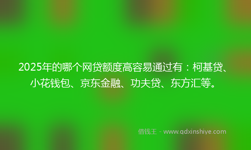 2025年的哪个网贷额度高容易通过有：柯基贷、小花钱包、京东金融、功夫贷、东方汇等。