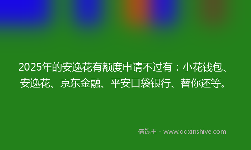 2025年的安逸花有额度申请不过有：小花钱包、安逸花、京东金融、平安口袋银行、替你还等。