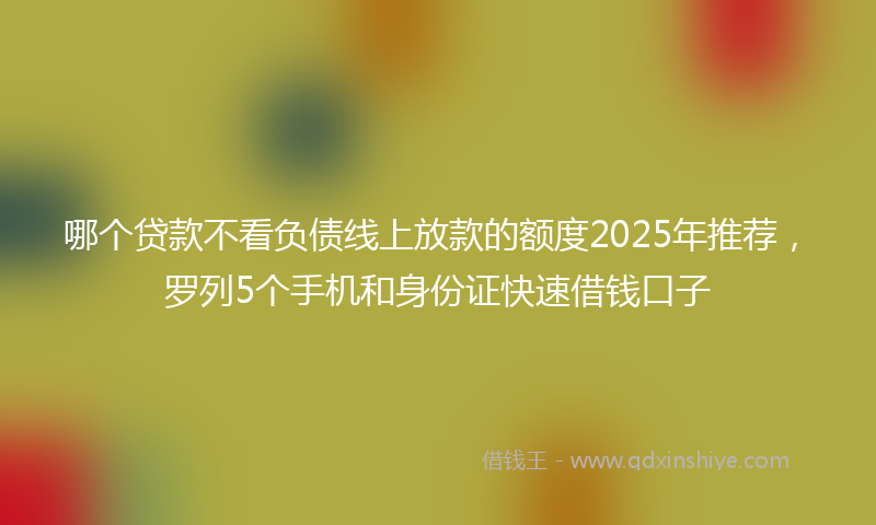 哪个贷款不看负债线上放款的额度2025年推荐，罗列5个手机和身份证快速借钱口子