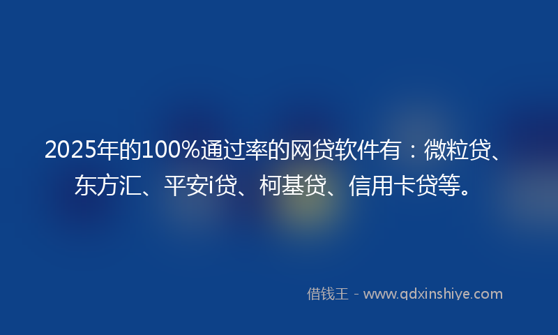 2025年的100%通过率的网贷软件有：微粒贷、东方汇、平安i贷、柯基贷、信用卡贷等。