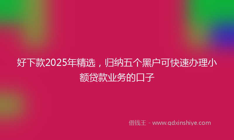 好下款2025年精选，归纳五个黑户可快速办理小额贷款业务的口子