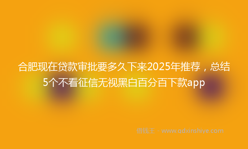 合肥现在贷款审批要多久下来2025年推荐，总结5个不看征信无视黑白百分百下款app