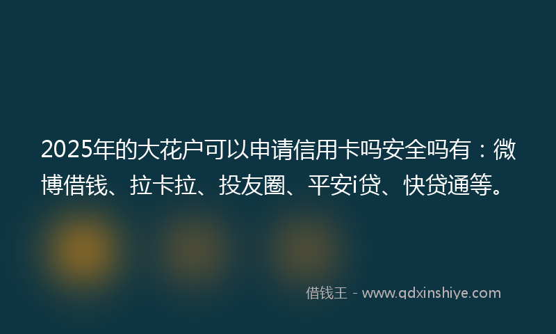 2025年的大花户可以申请信用卡吗安全吗有：微博借钱、拉卡拉、投友圈、平安i贷、快贷通等。