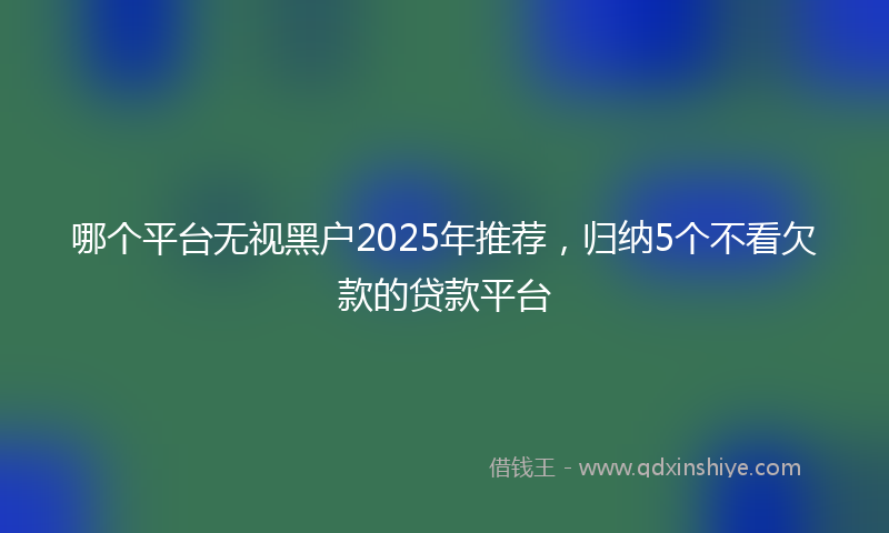 哪个平台无视黑户2025年推荐，归纳5个不看欠款的贷款平台