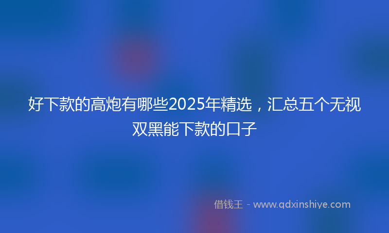 好下款的高炮有哪些2025年精选，汇总五个无视双黑能下款的口子