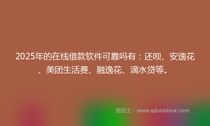 2025年的在线借款软件可靠吗有：还呗、安逸花、美团生活费、融逸花、滴水贷等。