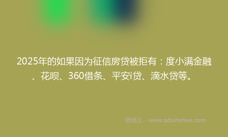2025年的如果因为征信房贷被拒有：度小满金融、花呗、360借条、平安i贷、滴水贷等。