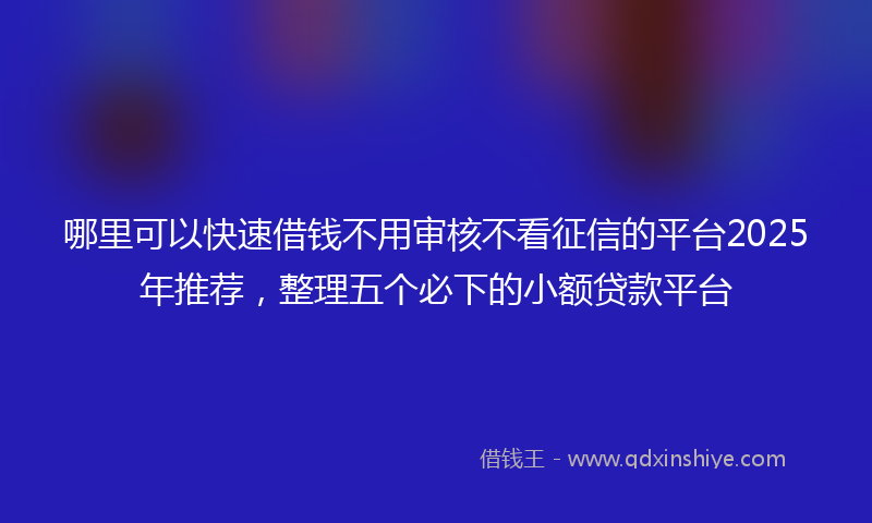 哪里可以快速借钱不用审核不看征信的平台2025年推荐，整理五个必下的小额贷款平台