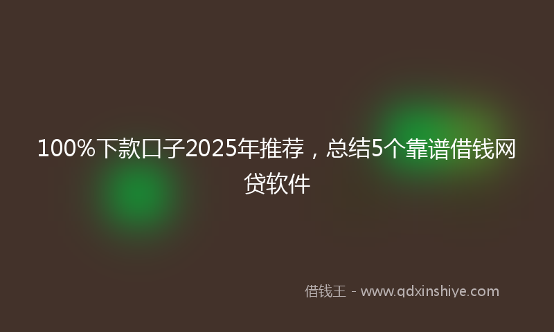 100%下款口子2025年推荐，总结5个靠谱借钱网贷软件