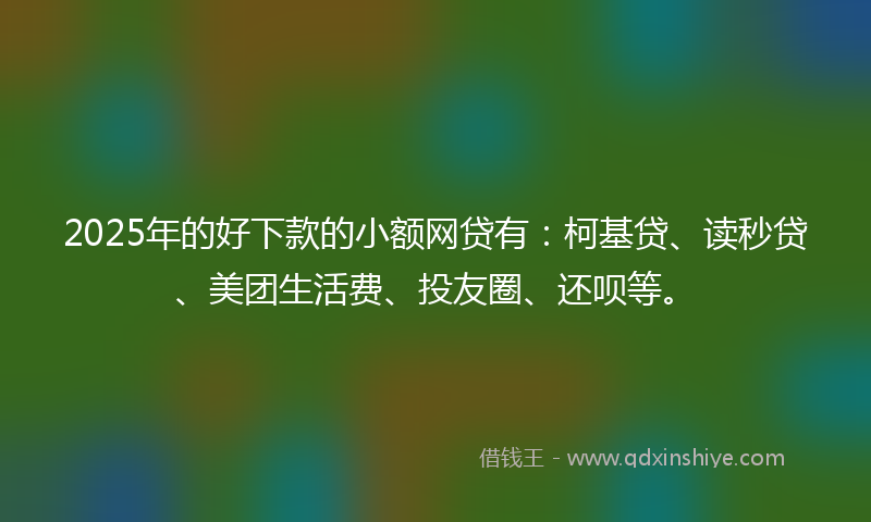 2025年的好下款的小额网贷有：柯基贷、读秒贷、美团生活费、投友圈、还呗等。