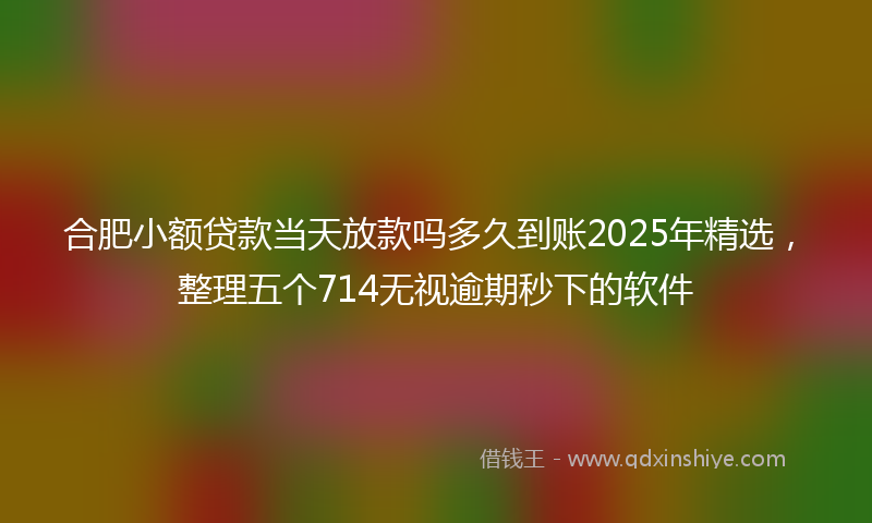 合肥小额贷款当天放款吗多久到账2025年精选，整理五个714无视逾期秒下的软件