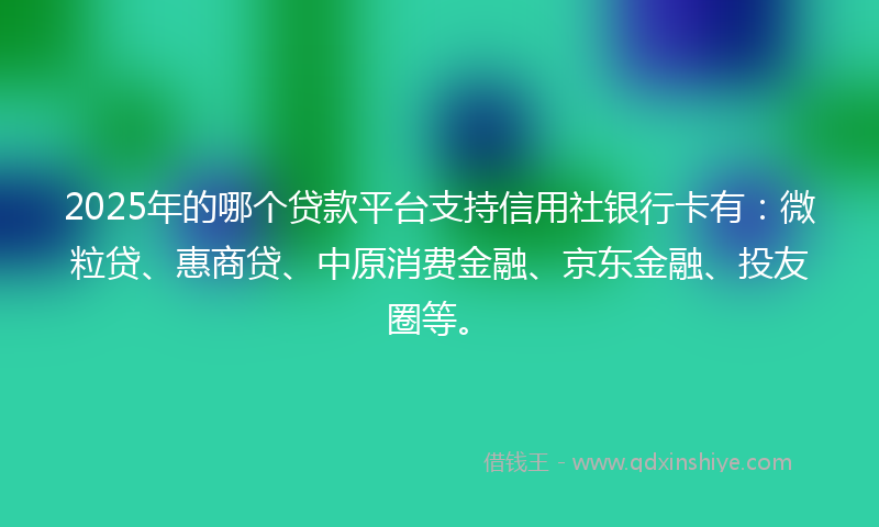 2025年的哪个贷款平台支持信用社银行卡有：微粒贷、惠商贷、中原消费金融、京东金融、投友圈等。