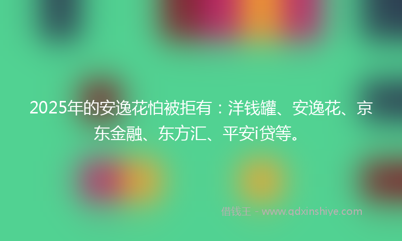 2025年的安逸花怕被拒有：洋钱罐、安逸花、京东金融、东方汇、平安i贷等。