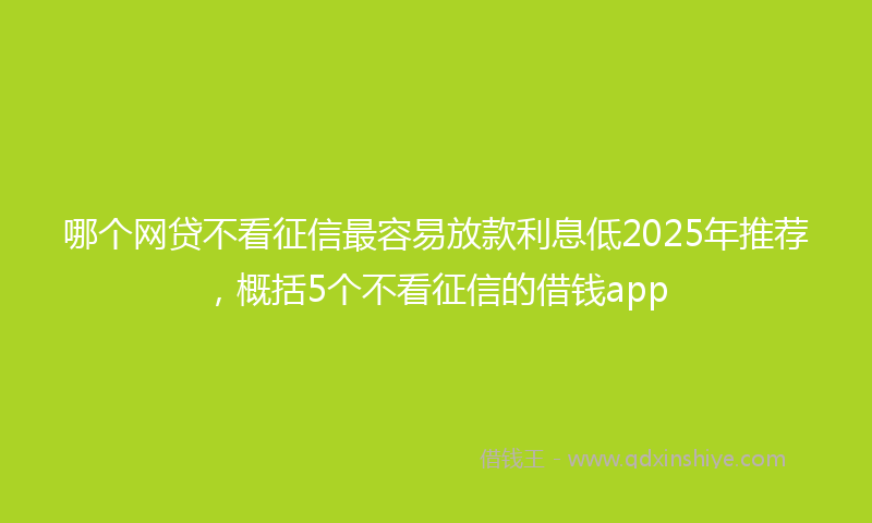 哪个网贷不看征信最容易放款利息低2025年推荐，概括5个不看征信的借钱app