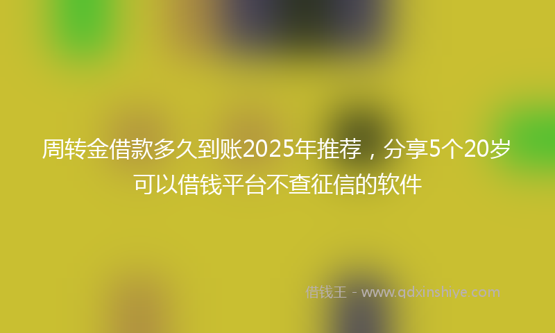 周转金借款多久到账2025年推荐，分享5个20岁可以借钱平台不查征信的软件