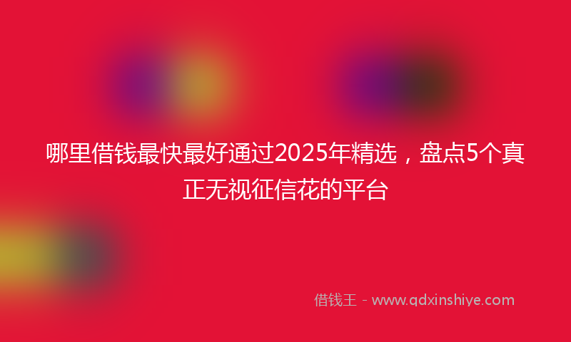 哪里借钱最快最好通过2025年精选，盘点5个真正无视征信花的平台