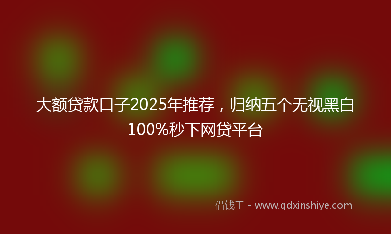 大额贷款口子2025年推荐，归纳五个无视黑白100%秒下网贷平台
