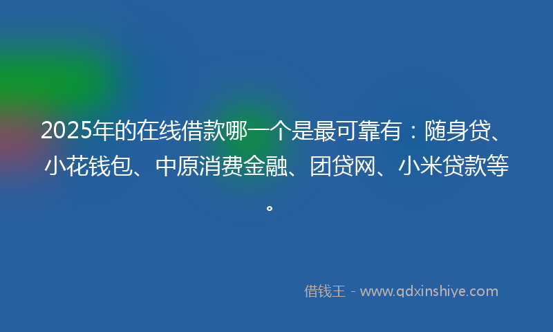 2025年的在线借款哪一个是最可靠有：随身贷、小花钱包、中原消费金融、团贷网、小米贷款等。