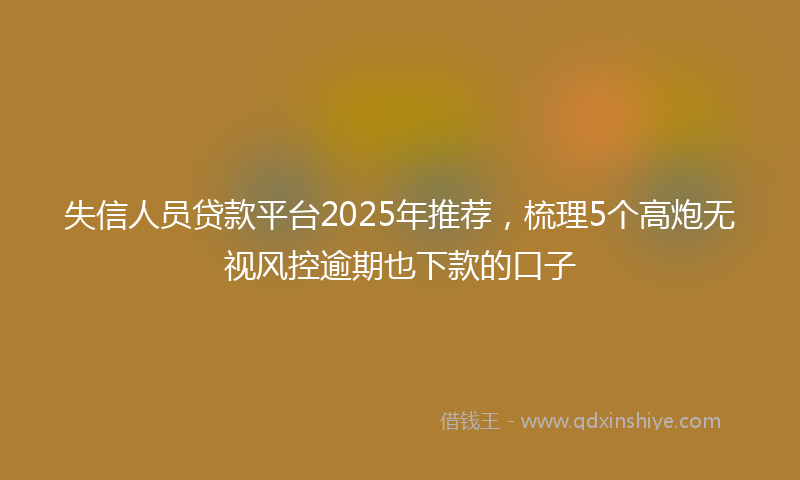 失信人员贷款平台2025年推荐，梳理5个高炮无视风控逾期也下款的口子