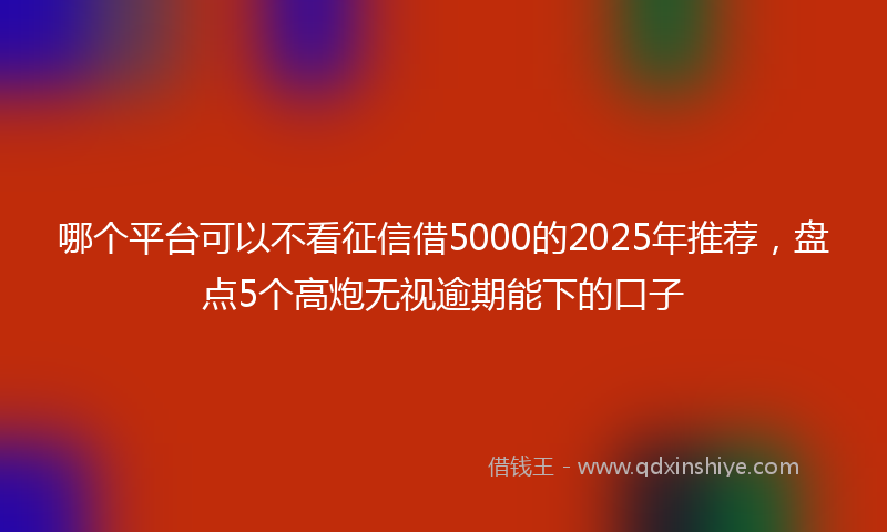 哪个平台可以不看征信借5000的2025年推荐，盘点5个高炮无视逾期能下的口子